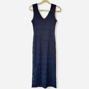 Cynthia Steffe black linen crochet Maxi Dress